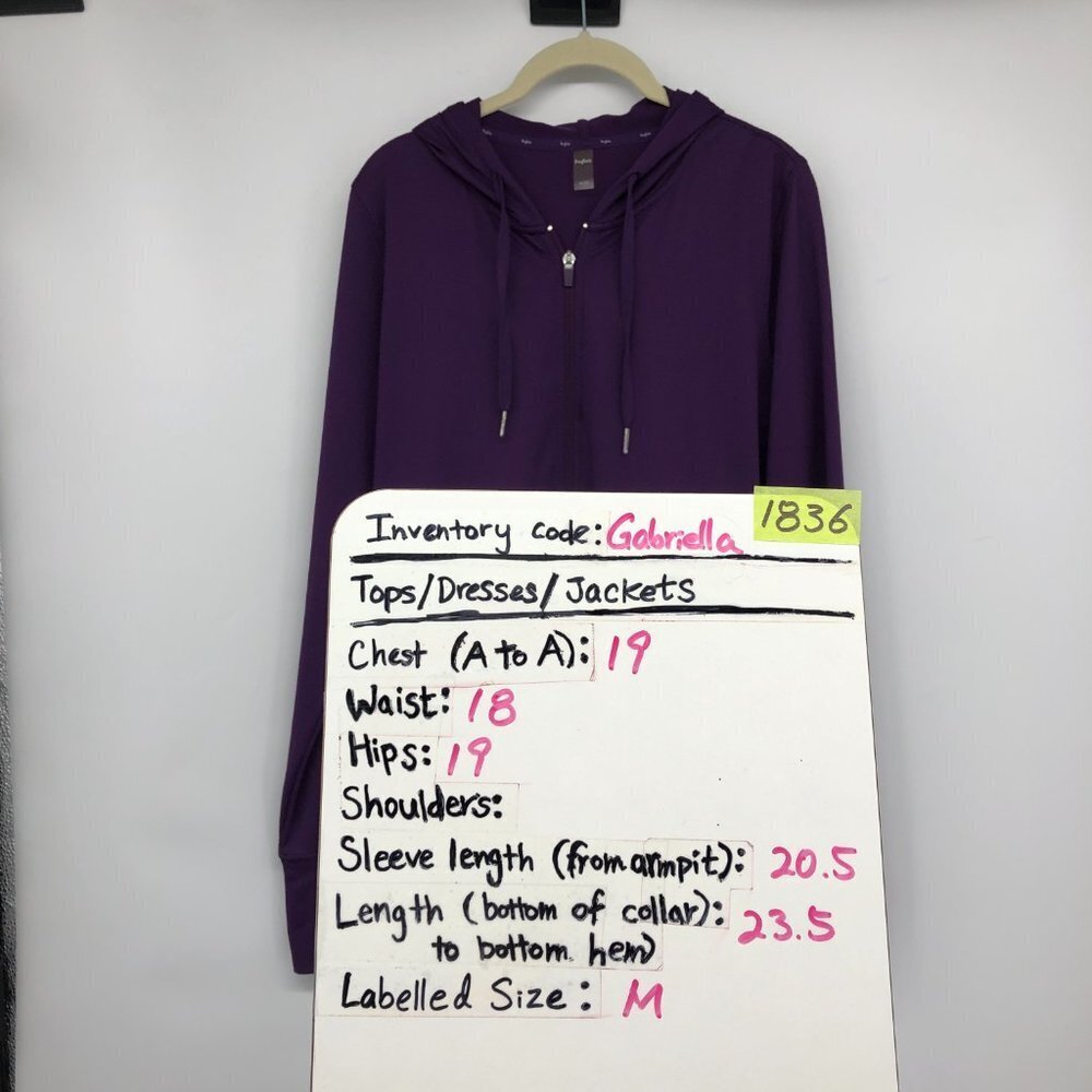 Hyba  Purple lightweight athletic zip hoodie size M - Picture 16 of 16